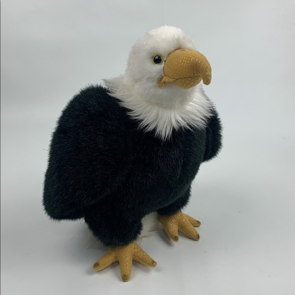 Vintage Aurora Plush Bald Eagle Black and White gold